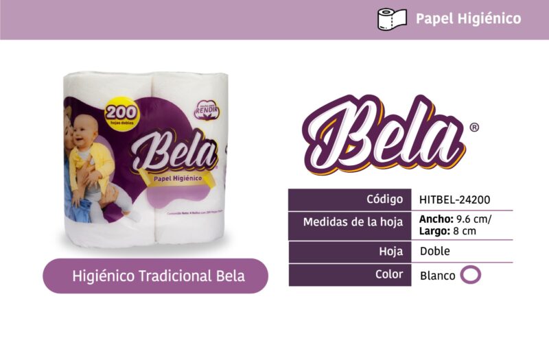 Higiénico Tradicional Bela 200 hojas