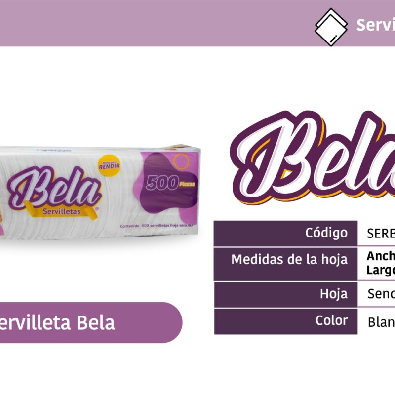 Servilletas Bella 500 piezas.