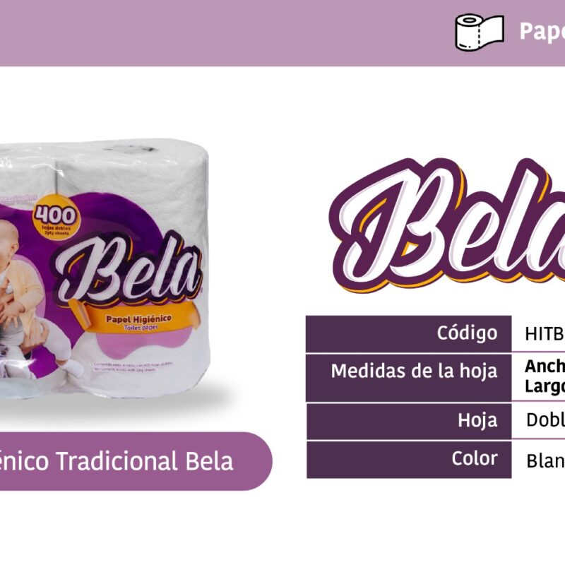 Higiénico Tradicional Bela 400 hojas