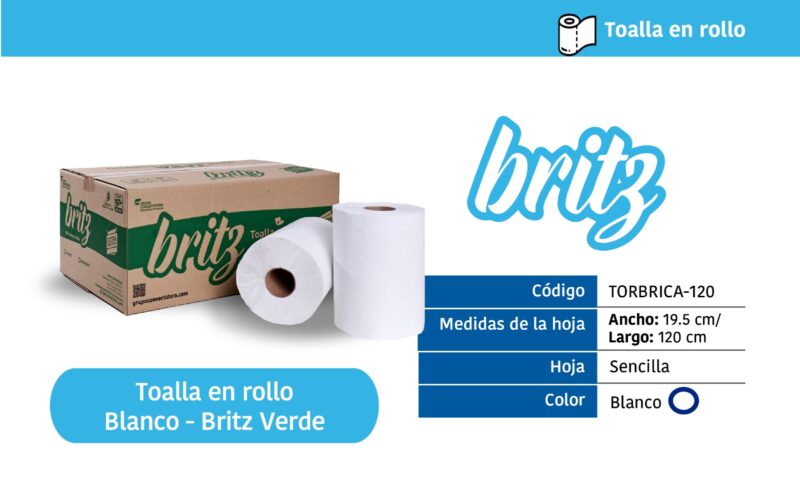 Toalla En Rollo Blanca Britz Verde