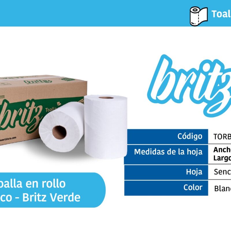 Toalla En Rollo Blanca Britz Verde