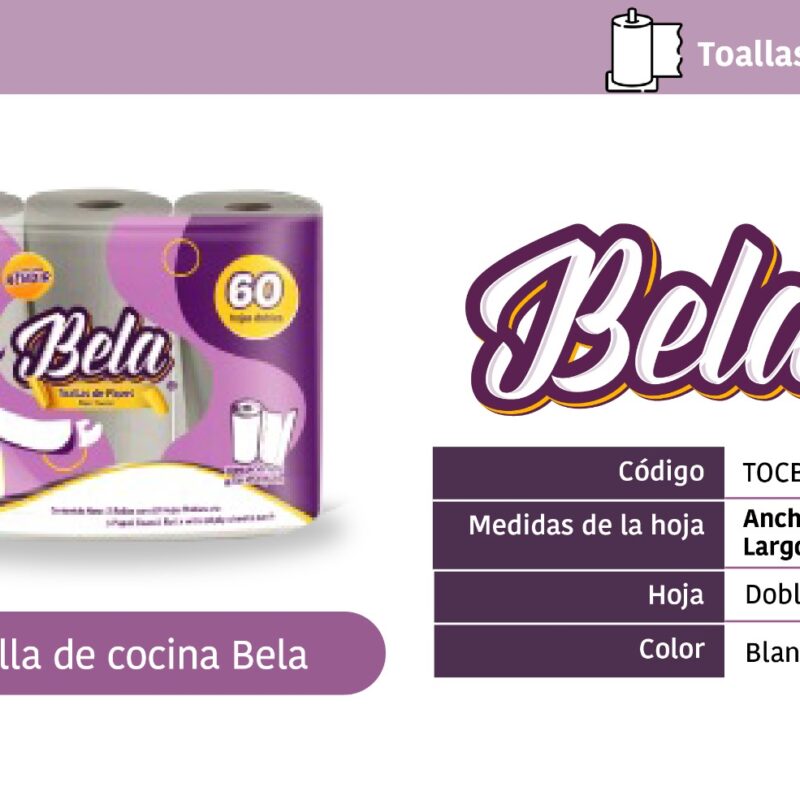 Toalla de Cocina Bela 60 hojas dobles.