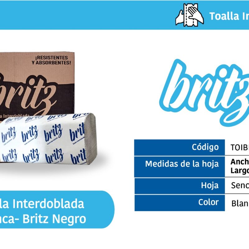Toalla Interdoblada Blanca Britz Negro