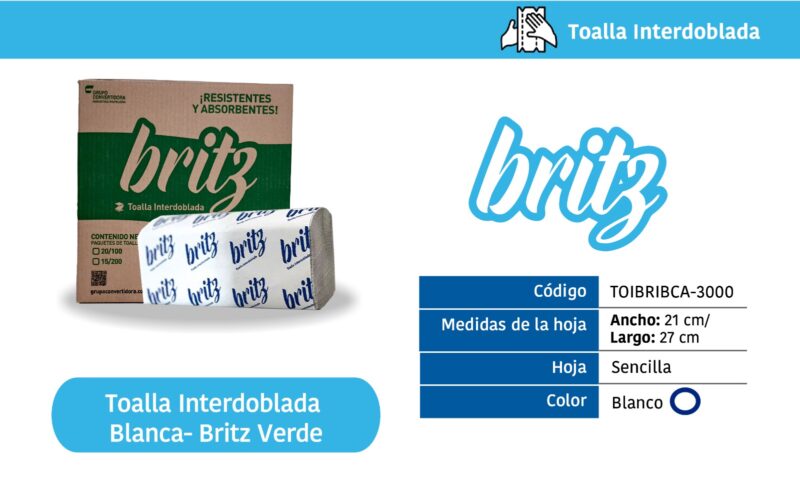 Toalla Interdoblada Blanca Britz Verde.