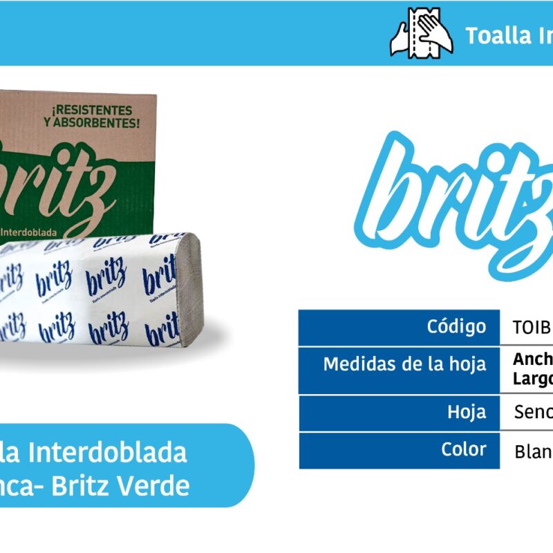 Toalla Interdoblada Blanca Britz Verde.