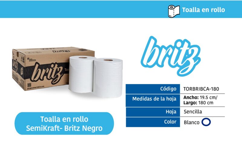 Toalla en Rollo Blanca Britz Negro