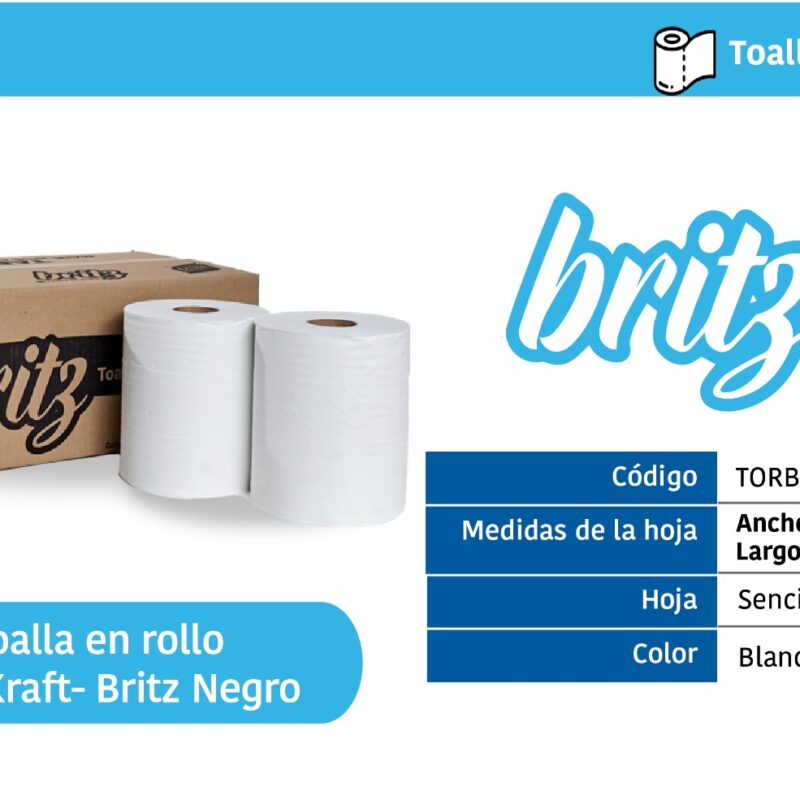 Toalla en Rollo Blanca Britz Negro